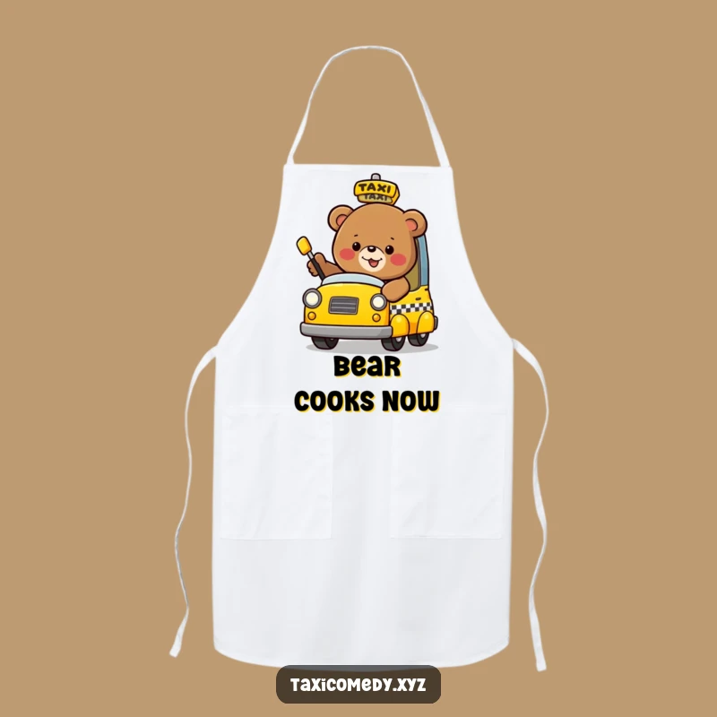 Funny Bear Taxi Apron: Cook Up Fun in the Kitchen with This Design