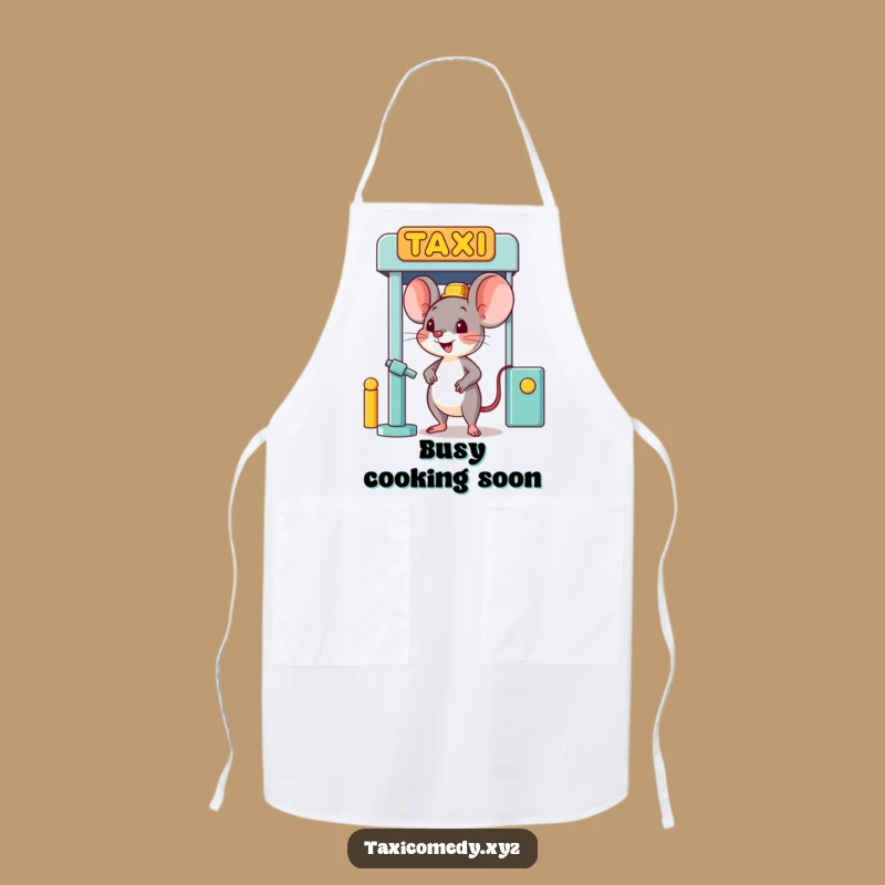 Funny Mouse Taxi Stand Apron - Humorous Kitchen Wear for Tiny Chefs