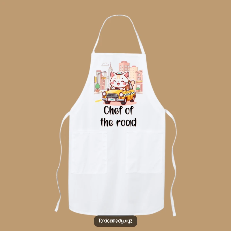 Funny Driving Cat Taxi Apron - Humorous Kitchen Gear for Cat Chefs
