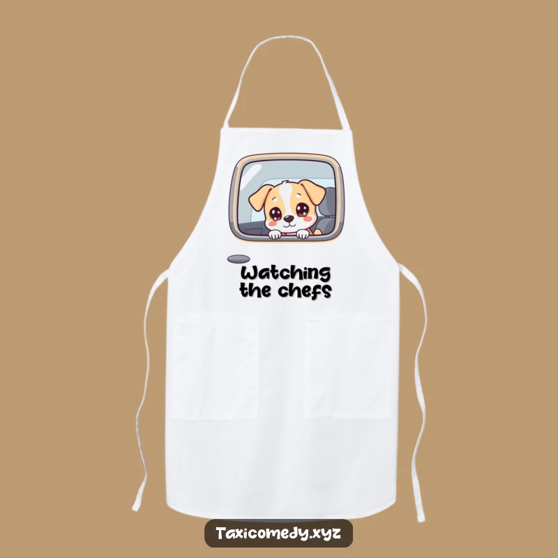 Funny Dog in Taxi Apron - Humorous Kitchen Wear for Pet Loving Cooks