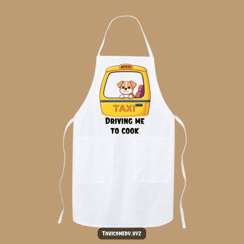 Funny Dog Taxi Apron: Hilarious Canine Commute Chef Wear for Kitchen Fun