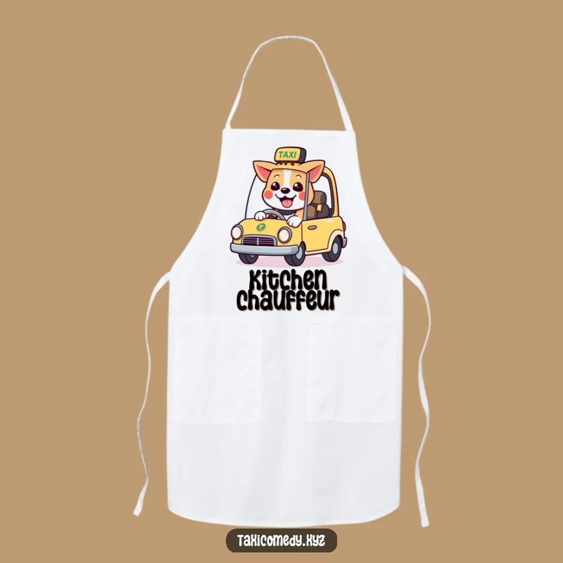 Funny Dog Taxi Driver Apron: Happy Canine Driving, Great Funny Kitchen Gift