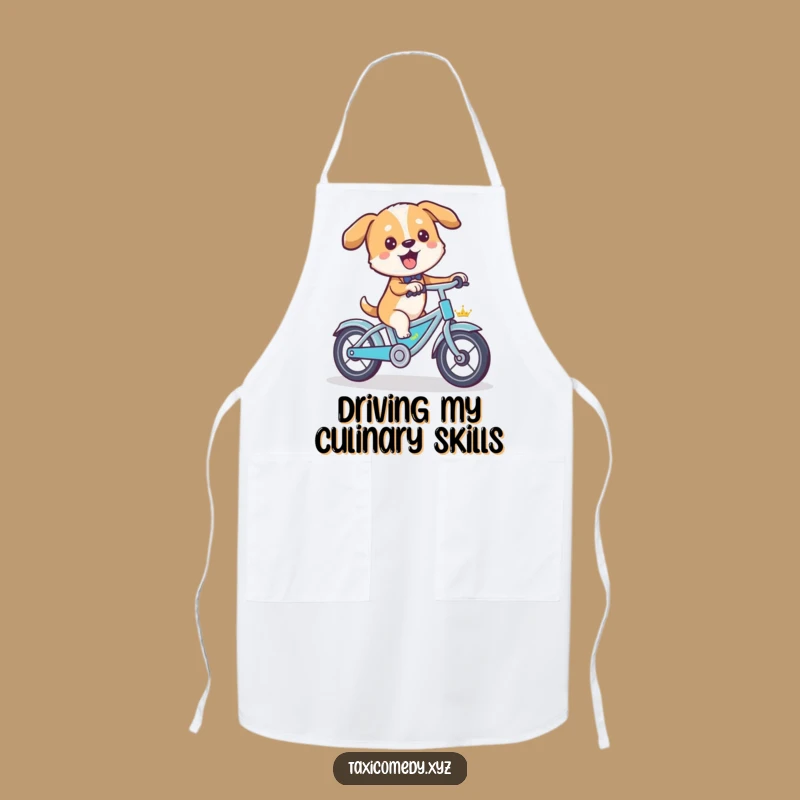 Funny Dog Taxi Driver Apron - Hilarious Canine Cyclist Kitchen Wear for Cooking Fun