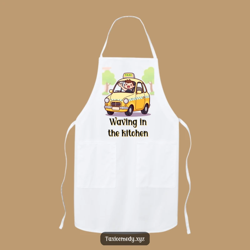 Funny Excited Taxi Driver Apron: Greet Your Meals, Hilarious Kitchen Gift