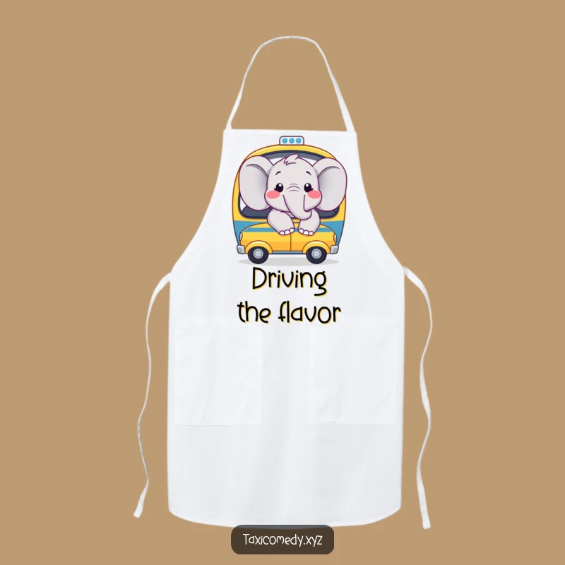 Funny Happy Elephant Taxi Apron: Kitchen Joy with a Smiling Driver