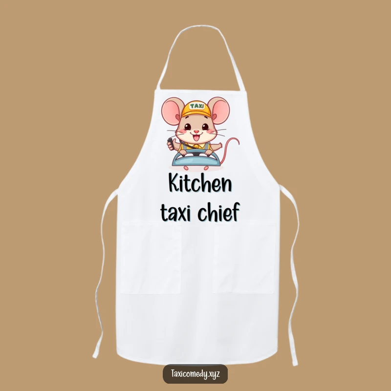 Funny Happy Mouse Taxi Apron: Dispatch Deliciousness with Cheer