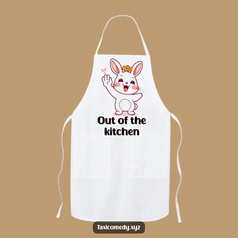 Funny Rabbit Hailing Taxi Apron - Humorous Kitchen Wear for Giggle Chefs