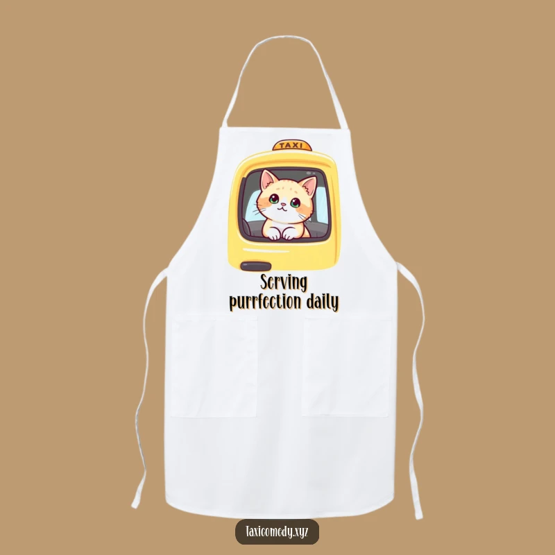 Funny Cat Taxi Apron: Cute Feline Chef's Wear, Whimsical Kitchen Accessory Gift