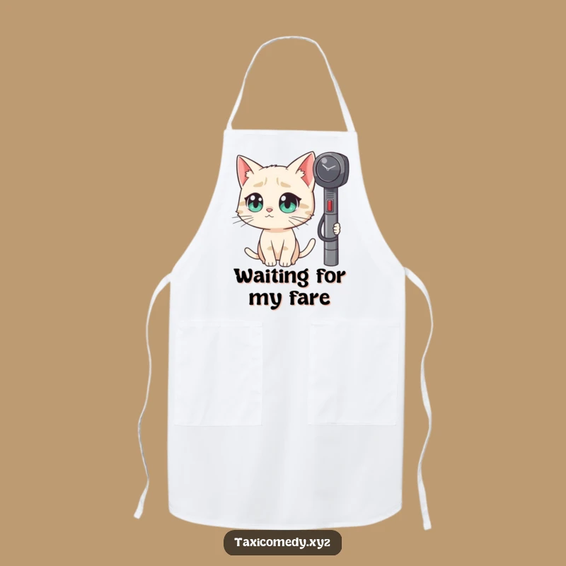 Funny Cat Taxi Meter Apron - Humorous Kitchen Gift for Cat Cooks