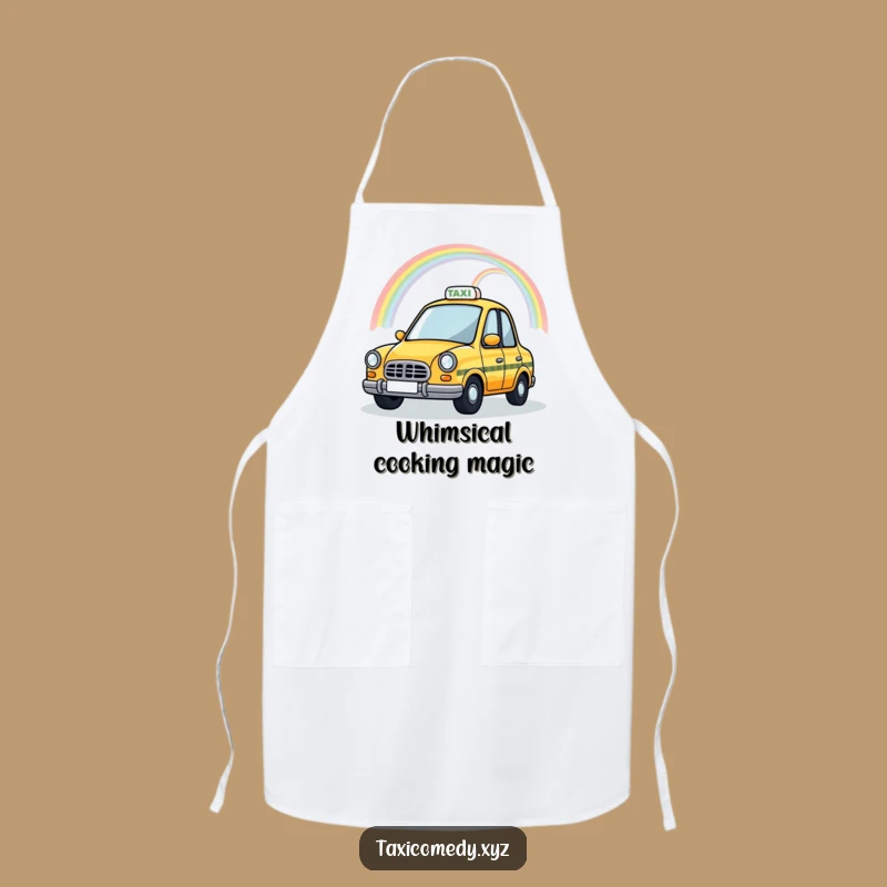 Funny Magical Taxi Apron: Rainbow Cab, Kitchen Whimsical Gift