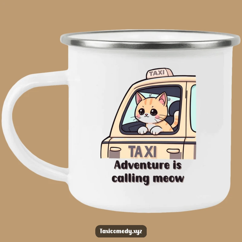 Funny Cat Taxi Camping Mug: Cat Passenger for Outdoor Adventures