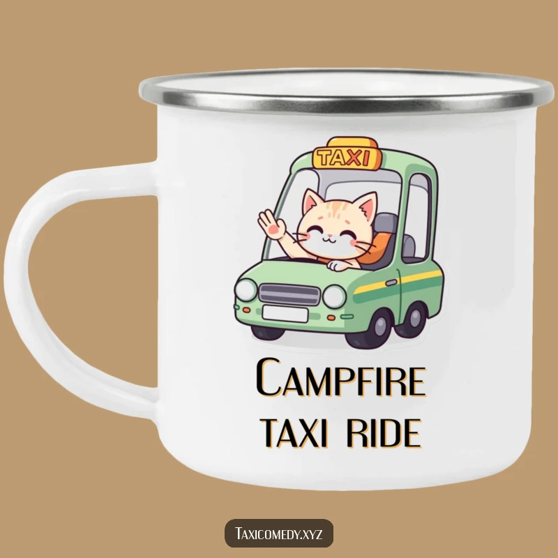 Funny Cat Taxi Goodbye Camping Mug: Adventures with Farewell Smiles