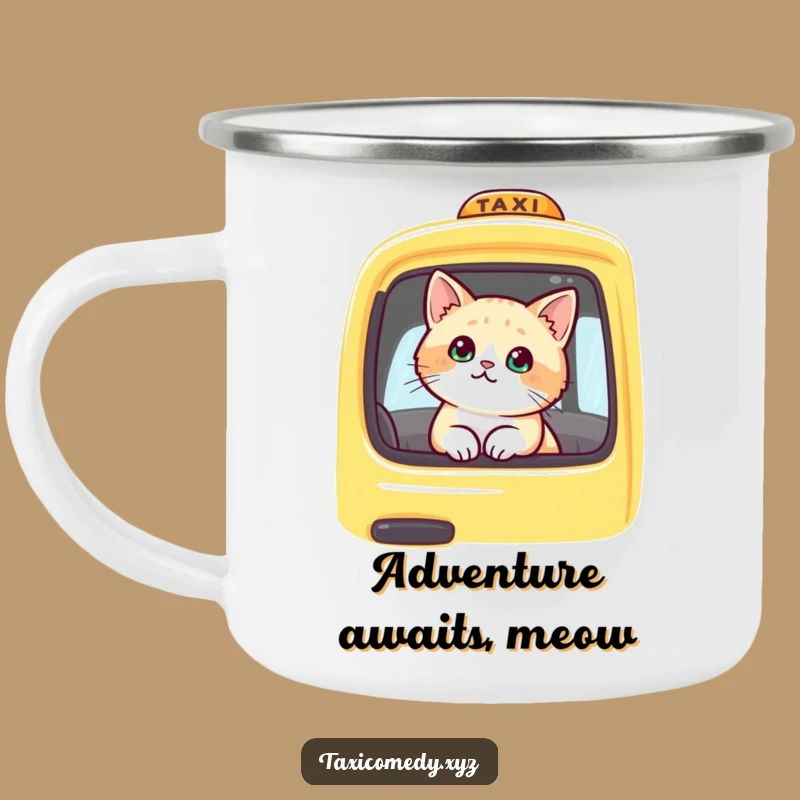 Funny Cat Taxi Camping Mug: Cute Feline Outdoorsy Cup, Rugged Adventure Gift