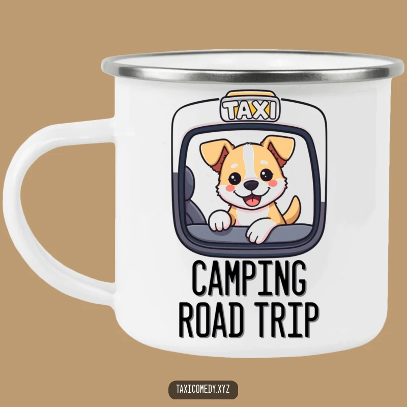 Funny Dog Taxi Camping Mug: Adventure Buddy with Canine Humor