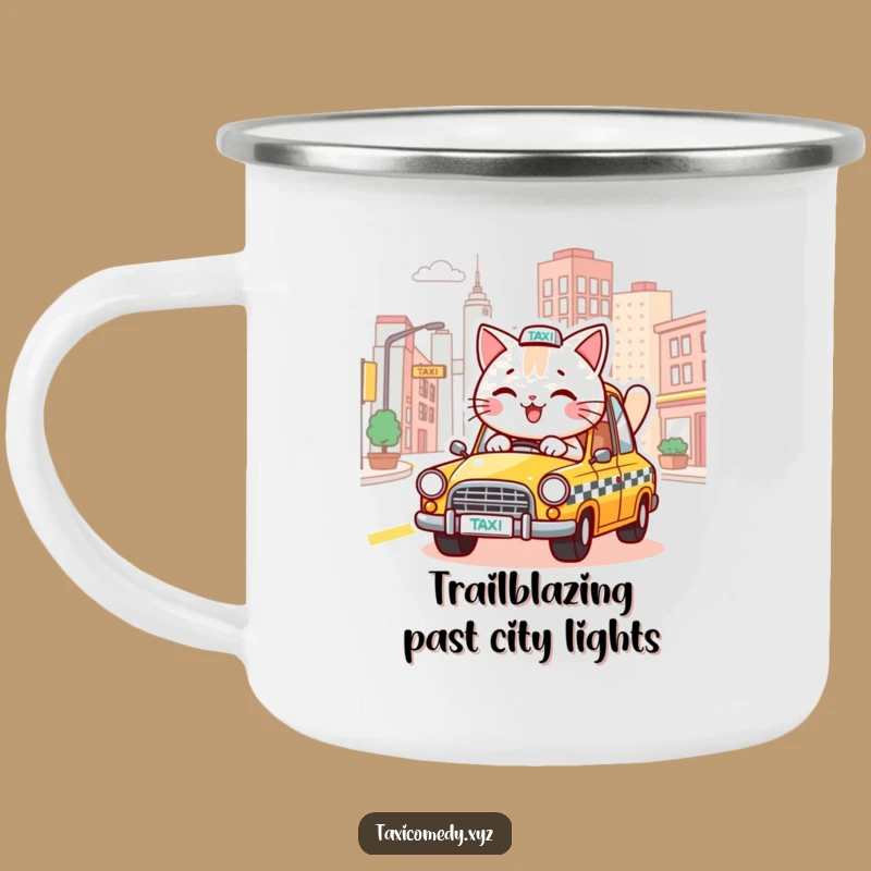 Funny Driving Cat Taxi Camping Mug - Durable Humorous Adventure Gear
