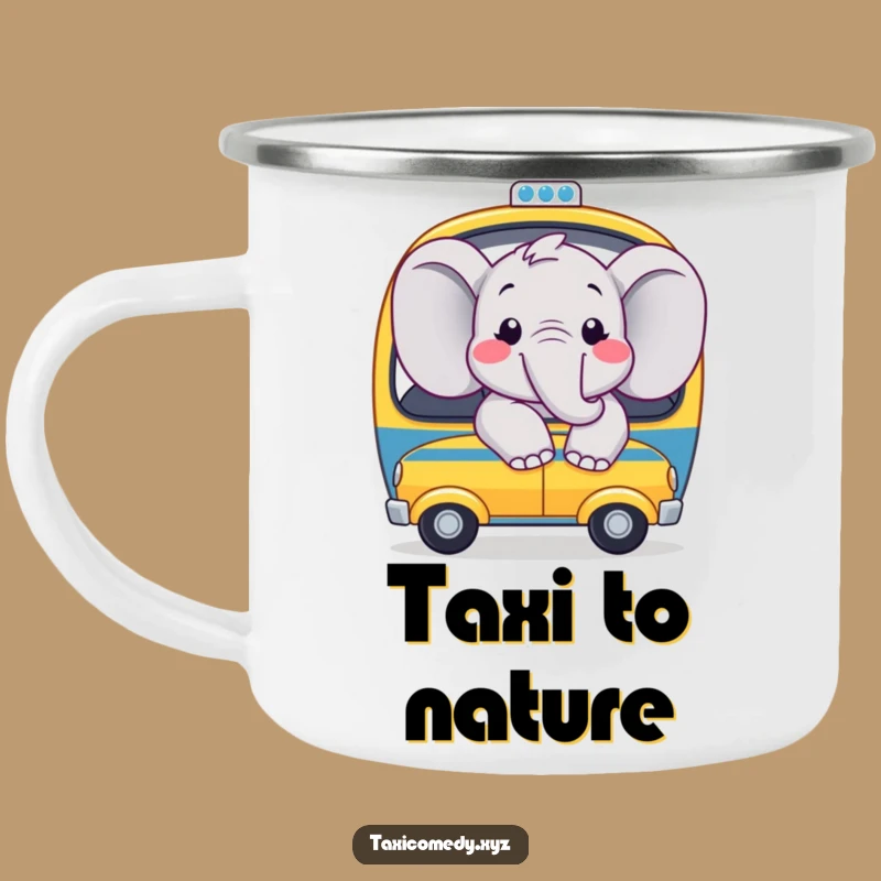 Funny Happy Elephant Taxi Camping Mug: Joyful Rides for Outdoor Adventures