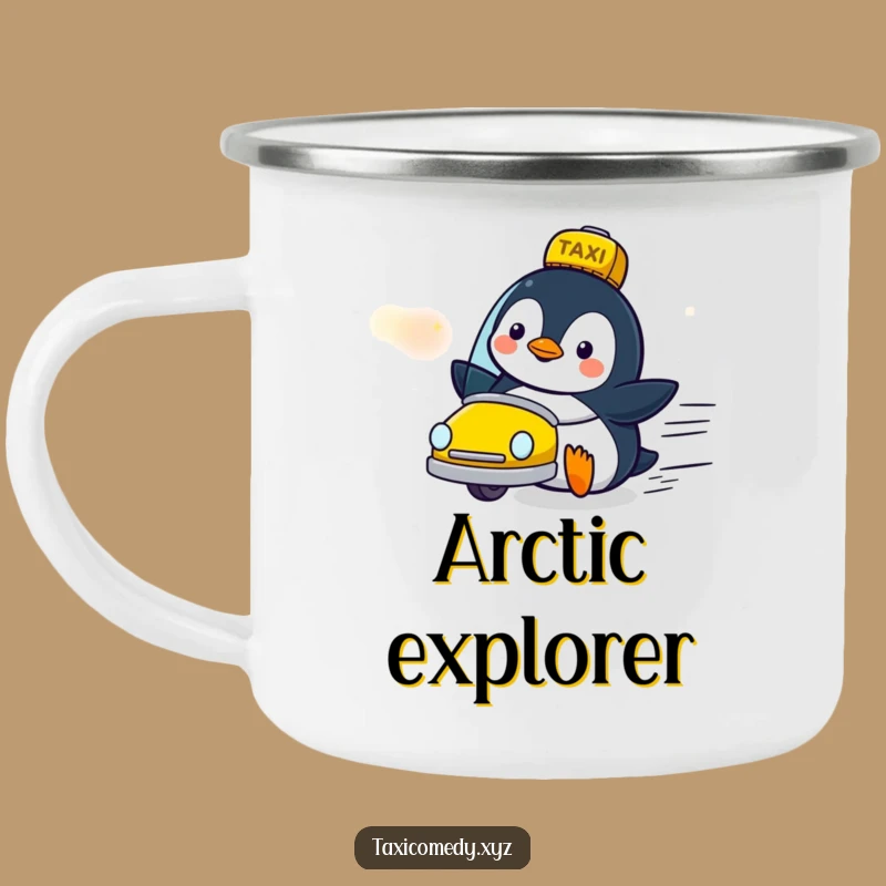 Funny Penguin Taxi Camping Mug: Delighted Speed Gear, Adventure Gift