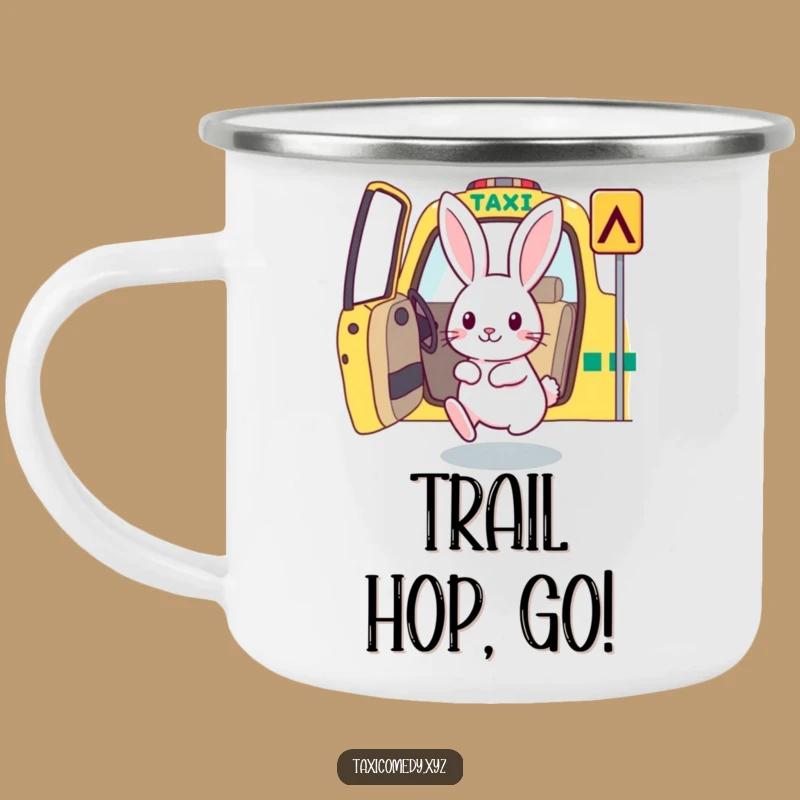 Funny Rabbit Taxi Camping Mug: Adventure Companion for Eager Explorers