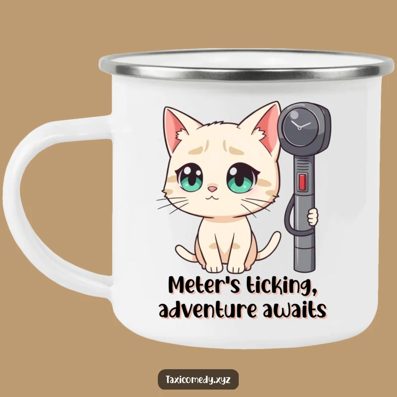 Funny Cat Taxi Meter Camping Mug - Durable Humorous Outdoor Gift