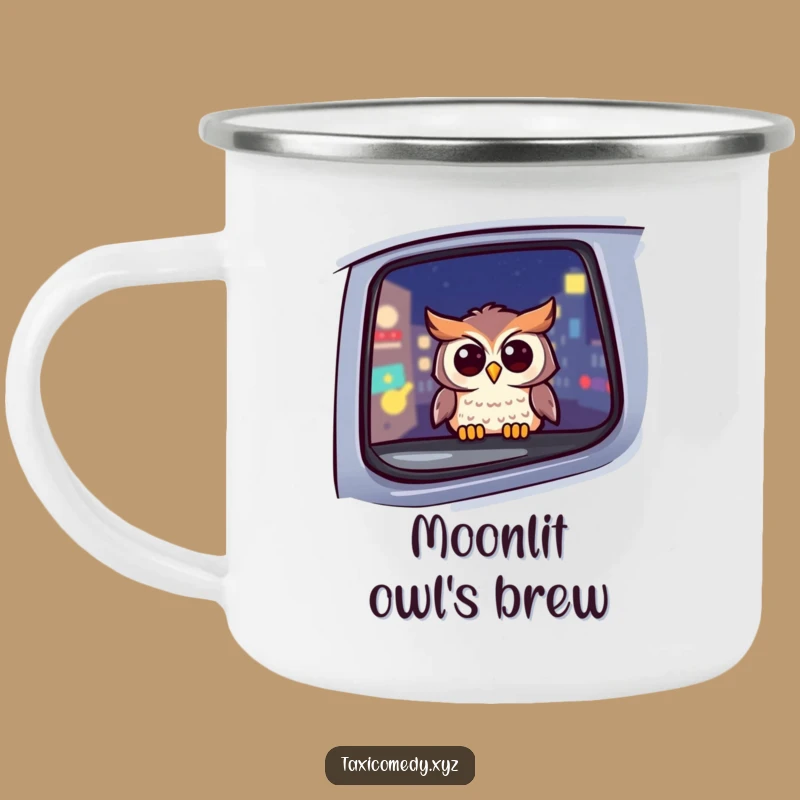 Funny Owl Taxi Camping Mug: Cheerful Outdoor Adventures, Perfect Campfire Gift