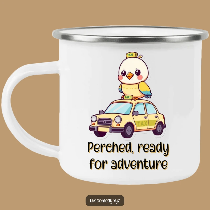 Funny Bird Taxi Camping Mug: Adventure Fuelled by Humor and Coffee
