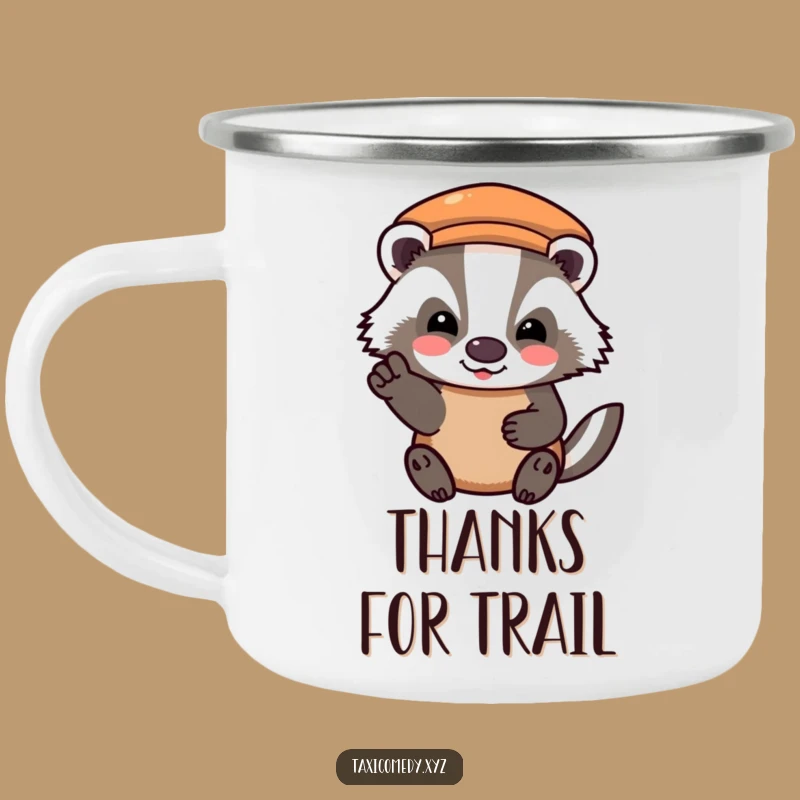Durable Funny Badger Fare Camping Mug - Outdoor Animal's Gratitude, Rugged Humorous Gift