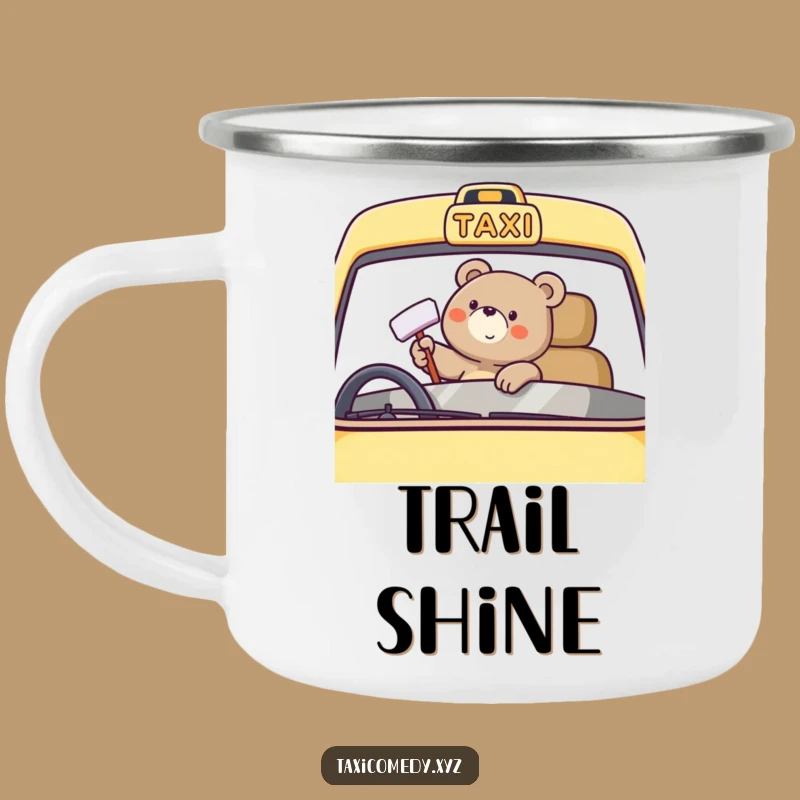 Funny Bear Taxi Camping Mug: Cheerful Car Care, Adventure Gift