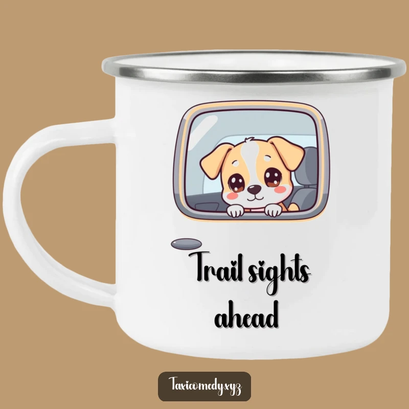 Funny Dog in Taxi Camping Mug - Adventure Ready Humorous Drinkware