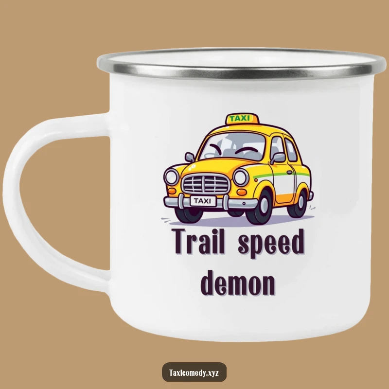 Durable Funny Winking Taxi Camping Mug for Outdoor Adventures!