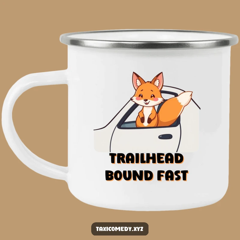 Funny Fox Camping Mug: Cheerful Rider, Adventure-Ready Travel Gift