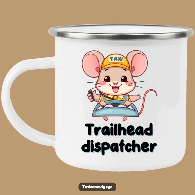 Funny Happy Mouse Taxi Camping Mug: Cheerful Adventures Start Here