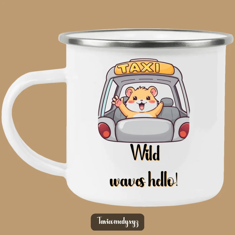 Funny Hamster Taxi Camping Mug: Hilarious Rodent Drinkware for Outdoor Fun