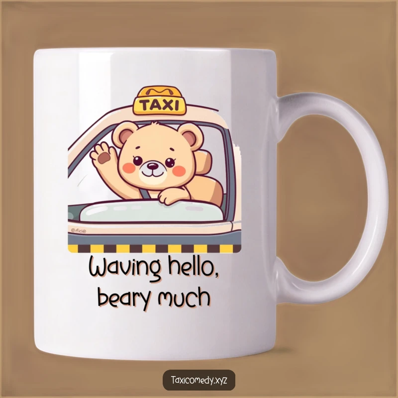 Funny Bear Cub Taxi Mug: Adorable Passenger Gift, Cute Animal Lover's Delight