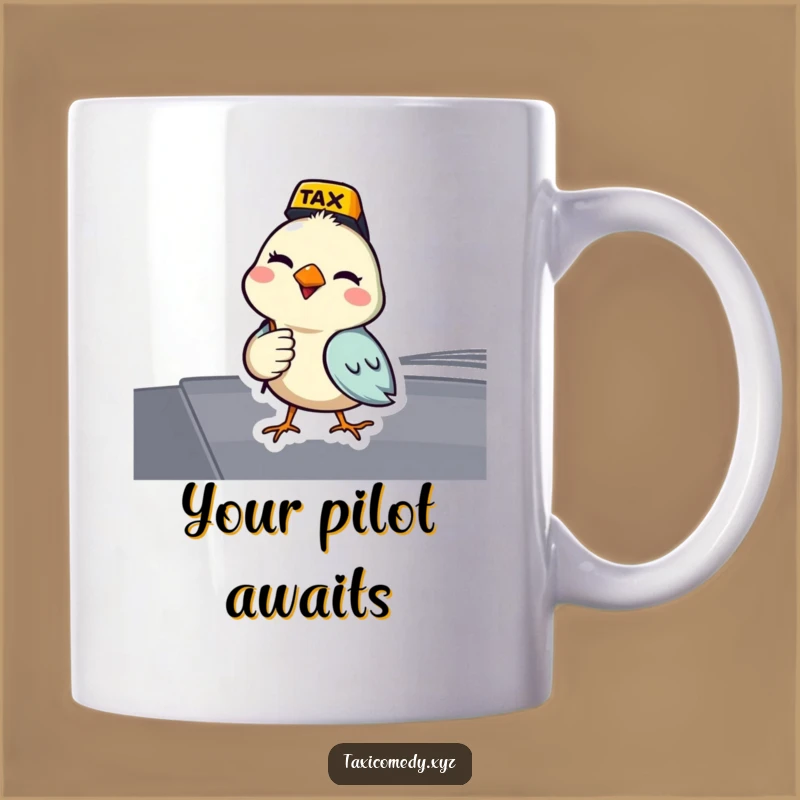 Funny Bird Taxi Driver Mug: Winking Pilot, Perfect Gift for Feathered Friends