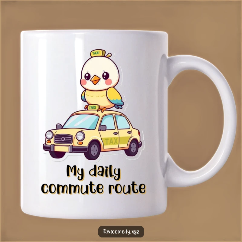 Funny Bird Taxi Top Mug: Hilarious Character Gift for Commuters and Bird Lovers