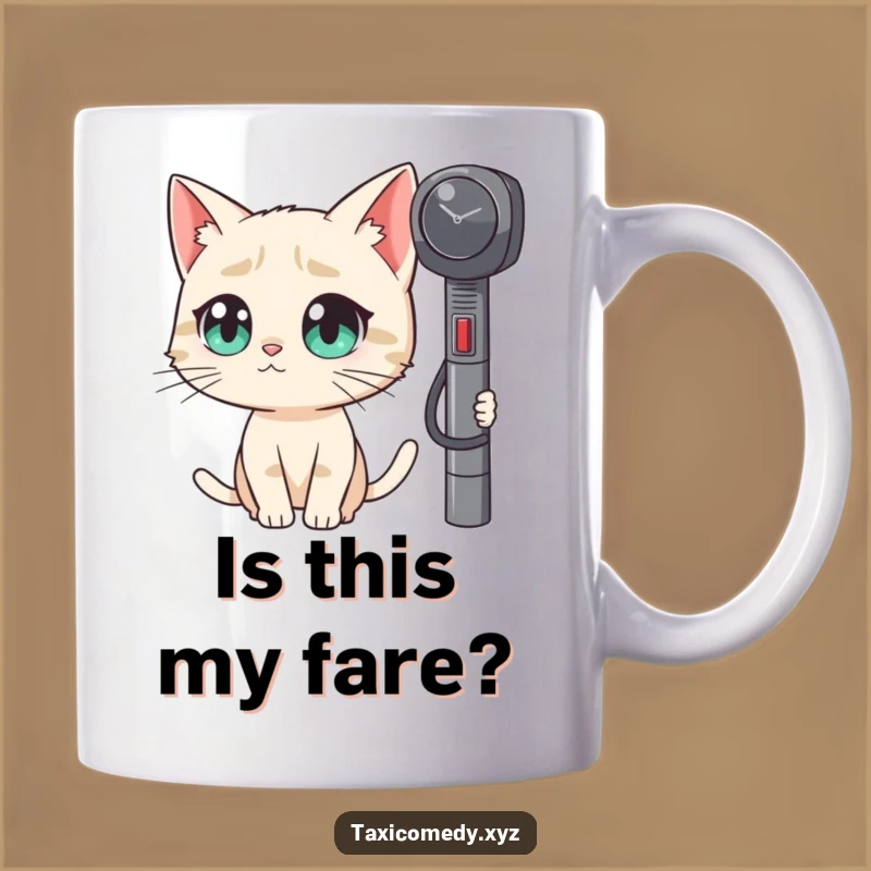 Funny Curious Cat Taxi Meter Mug - A Hilarious Gift for Cat Lovers