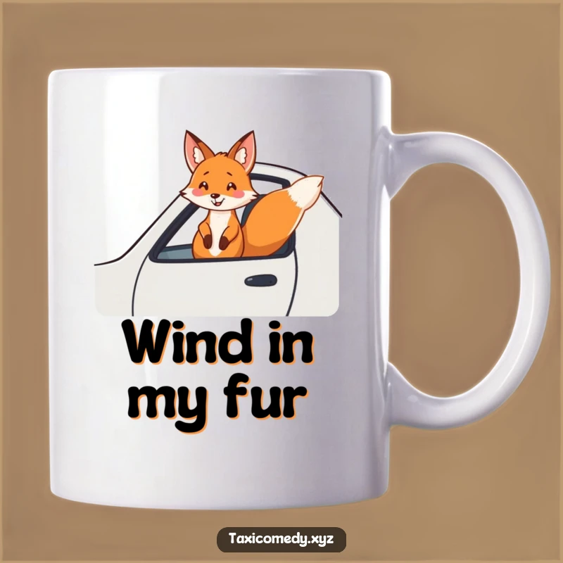 Funny Fox Taxi Mug: Cheerful Rider, Perfect Gift for Fun-Loving Drivers