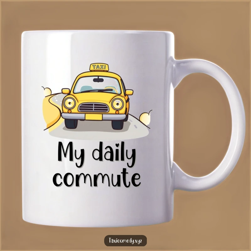 Funny Happy Taxi Mug: Cheerful Ride, Hilarious Gift for Drivers