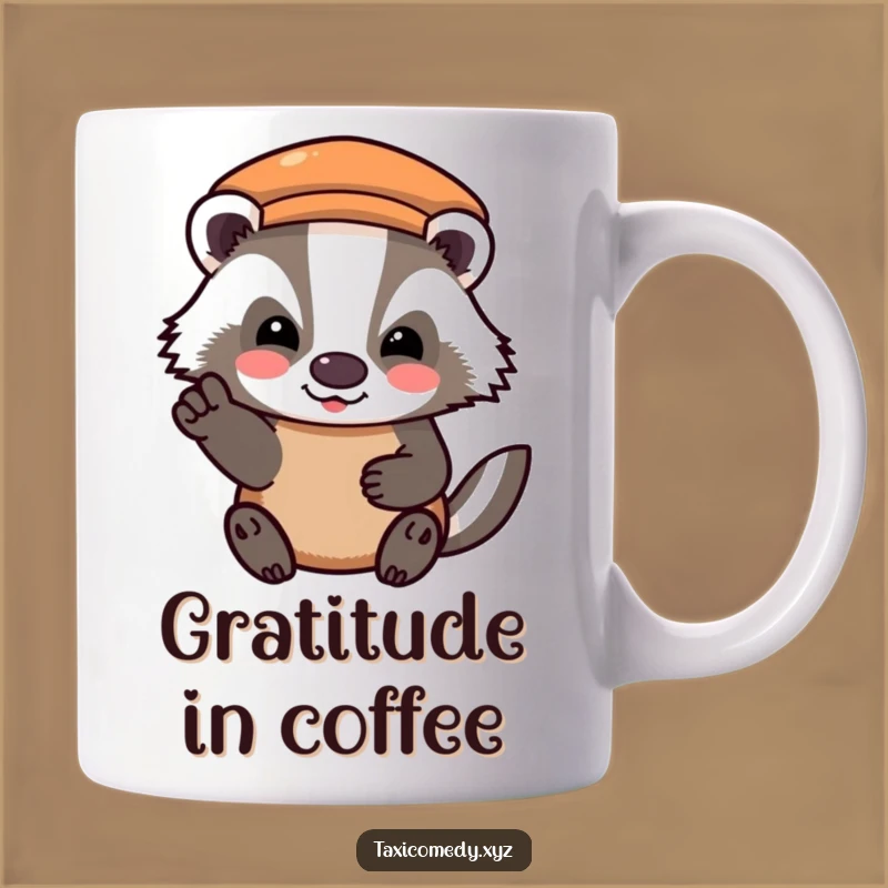 Funny Badger Fare Nod Mug - Grateful Animal Pays Ride, Hilarious Traveler's Gift