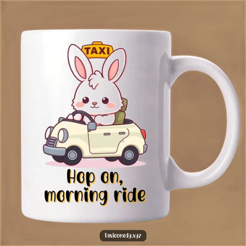 Funny Bunny Taxi Driver Mug: Perfect Gift for Comedic Commuters and Bunny Lovers