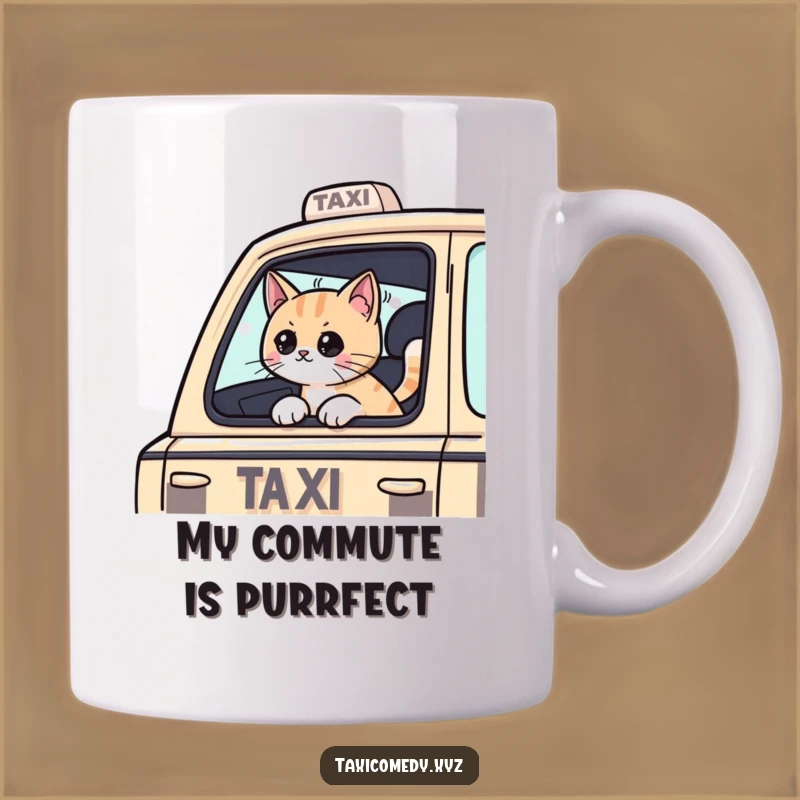 Funny Cat Taxi Mug: Adorable Passenger Head Out Window Funny Gift Idea