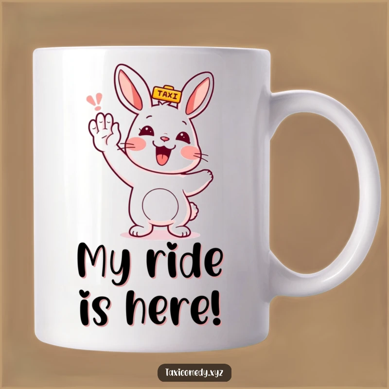 Funny Rabbit Hailing Taxi Mug - Perfect Humorous Gift for Animal Lovers
