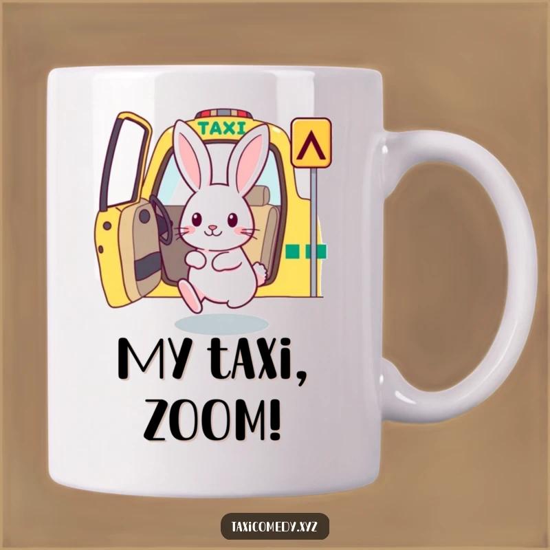 Funny Rabbit Taxi Mug: Eager Hop Gift for Rabbit Lovers and Commuters