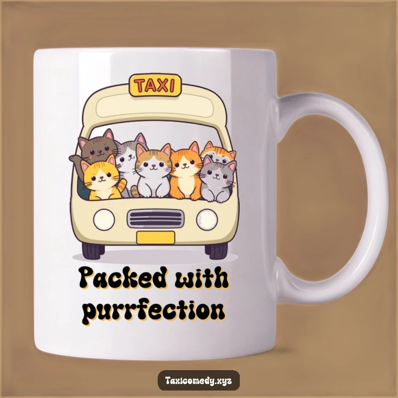 Funny Cat Taxi Mug: Packed Feline Ride Makes a Hilarious Gift