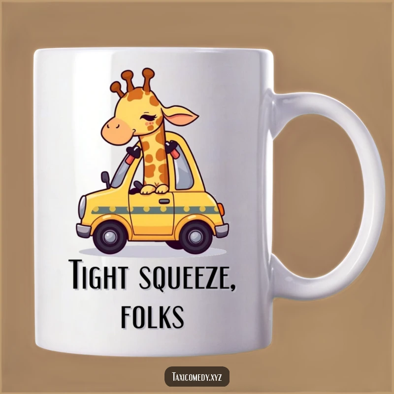 Funny Giraffe Taxi Mug - Perfect Humorous Gift for Tall, Awkward Situations