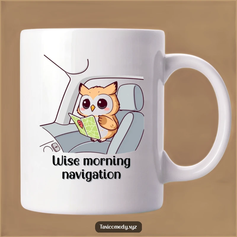 Funny Owl Navigator Mug: Curious Passenger Owl, Perfect Gift for Travelers!