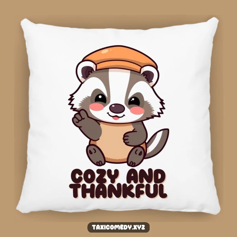 Cozy Funny Badger Fare Pillow - Soft Cushion with Grateful Nodder, Comfy Humorous Gift Decor