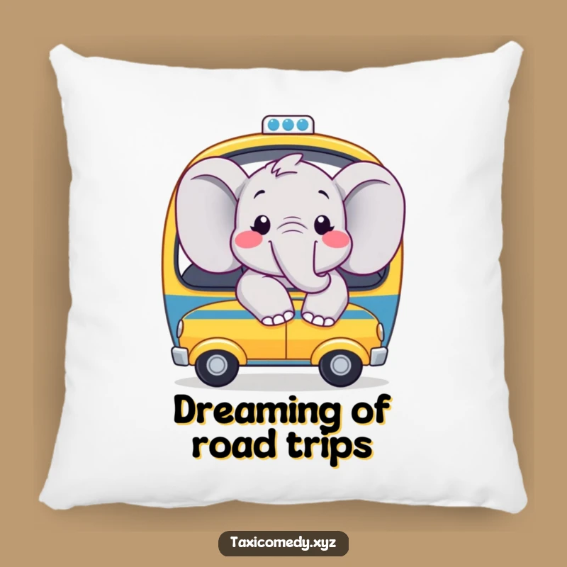 Cozy Funny Happy Elephant Taxi Pillow: Soft Feline Friend for Comfy Joy