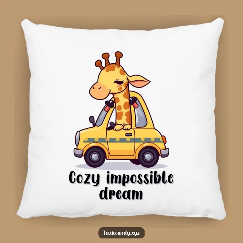 Funny Giraffe Taxi Pillow - Cozy Humorous Accent for Amusing Lounges