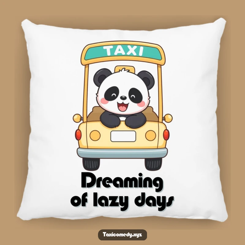 Funny Panda Taxi Rider Pillow: Cozy Panda Cushion, Comfortable & Cheerful Decor